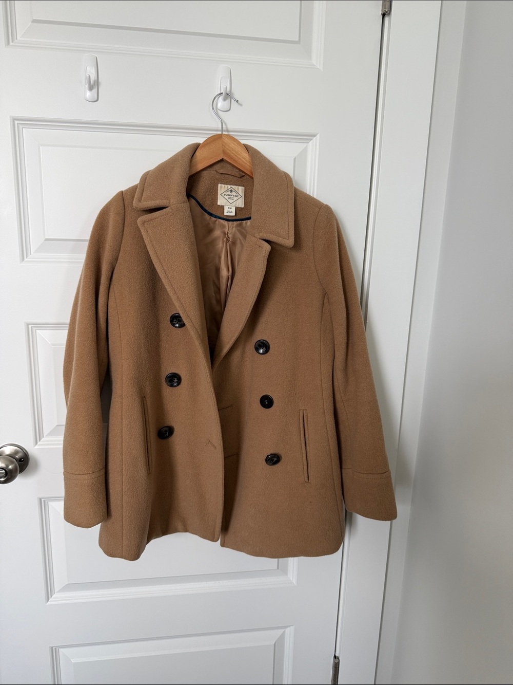 St. John's Bay Camel Double-Breasted Pea Coat